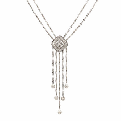Elegant Platinum Evara Diamond Necklace & Earrings with Diamonds for Women JL PTN 717