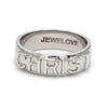 Front View of Embossed Platinum Wedding Bands SJ PTO 233