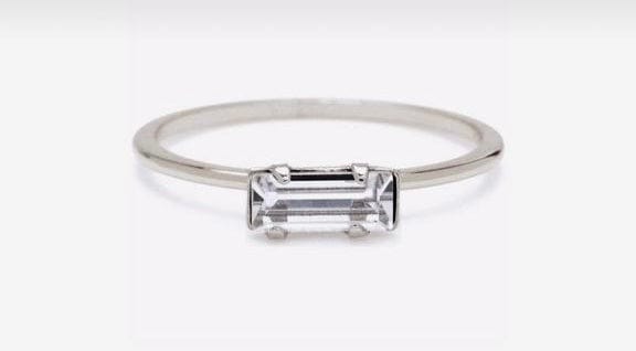 Jewelove™ Rings Women's Band only Emerald Cut Diamond Platinum Ring for Women JL PT 1139