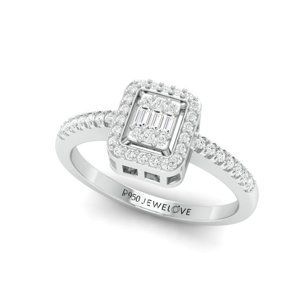 Jewelove™ Rings Women's Band only Emerald Cut Solitaire-look Platinum Engagement Ring for Women JL PT 1011