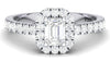 Solitaire Platinum Rings in India - Emerald Cut Solitaire Ring In Platinum Halo Setting JL PT 469