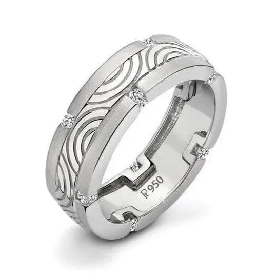 Jewelove™ Rings Engraved Platinum Ring with Diamonds for Men JL PT 509