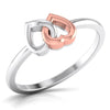 Perspective View of Entangled Heart Simple Platinum & Rose Gold Ring for Women JL PT 549