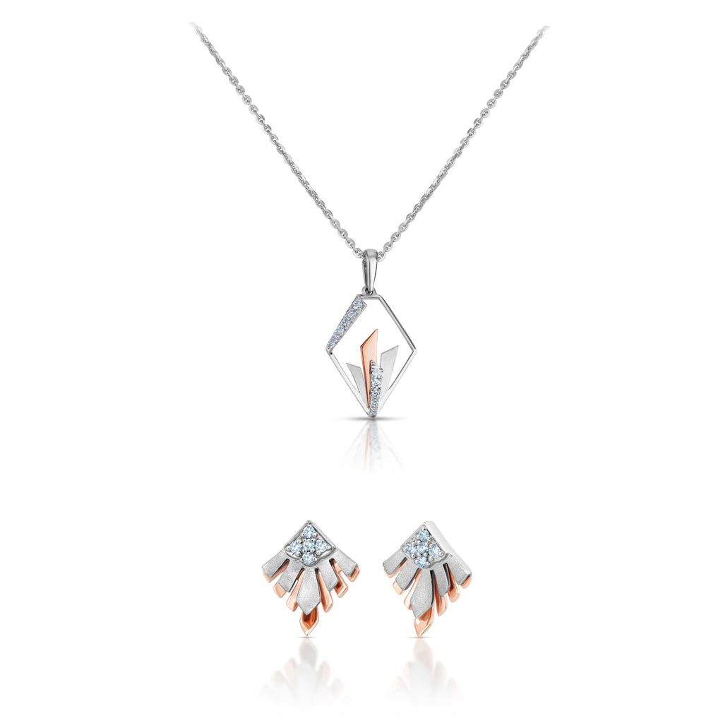 Jewelove™ Pendants & Earrings SI IJ Evara Platinum & Rose Gold Diamond Pendant Set JL PT P E 255