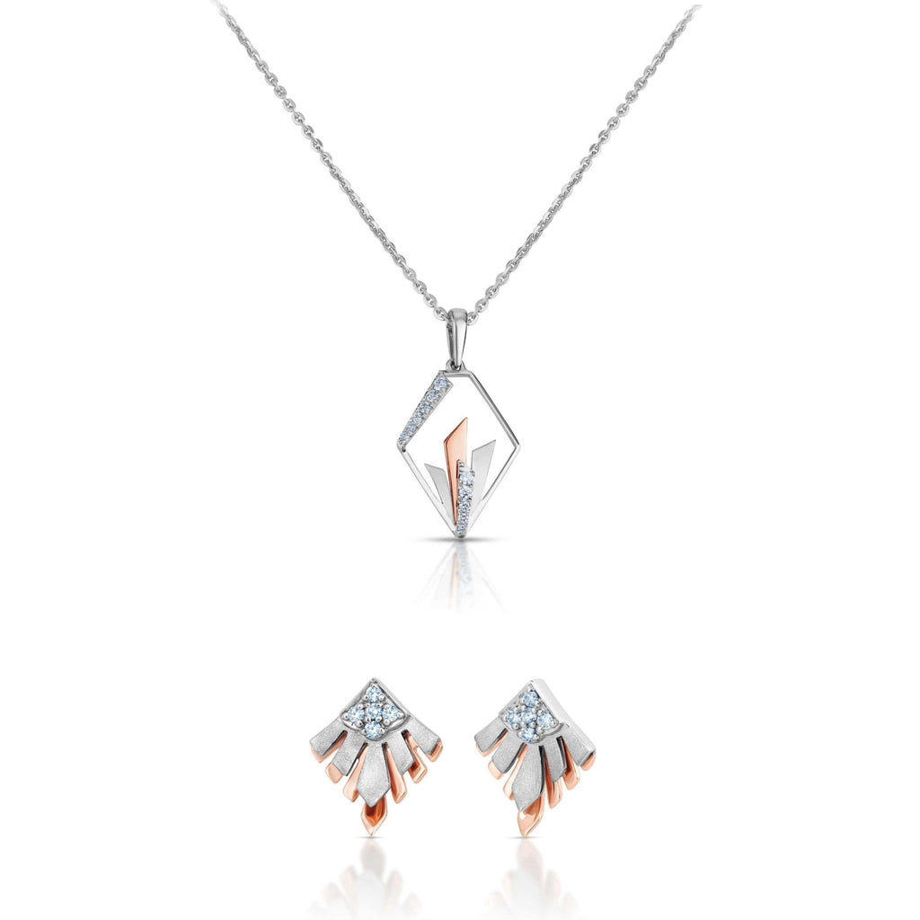 Jewelove™ Pendants & Earrings SI IJ Evara Platinum & Rose Gold Diamond Pendant Set JL PT P E 255