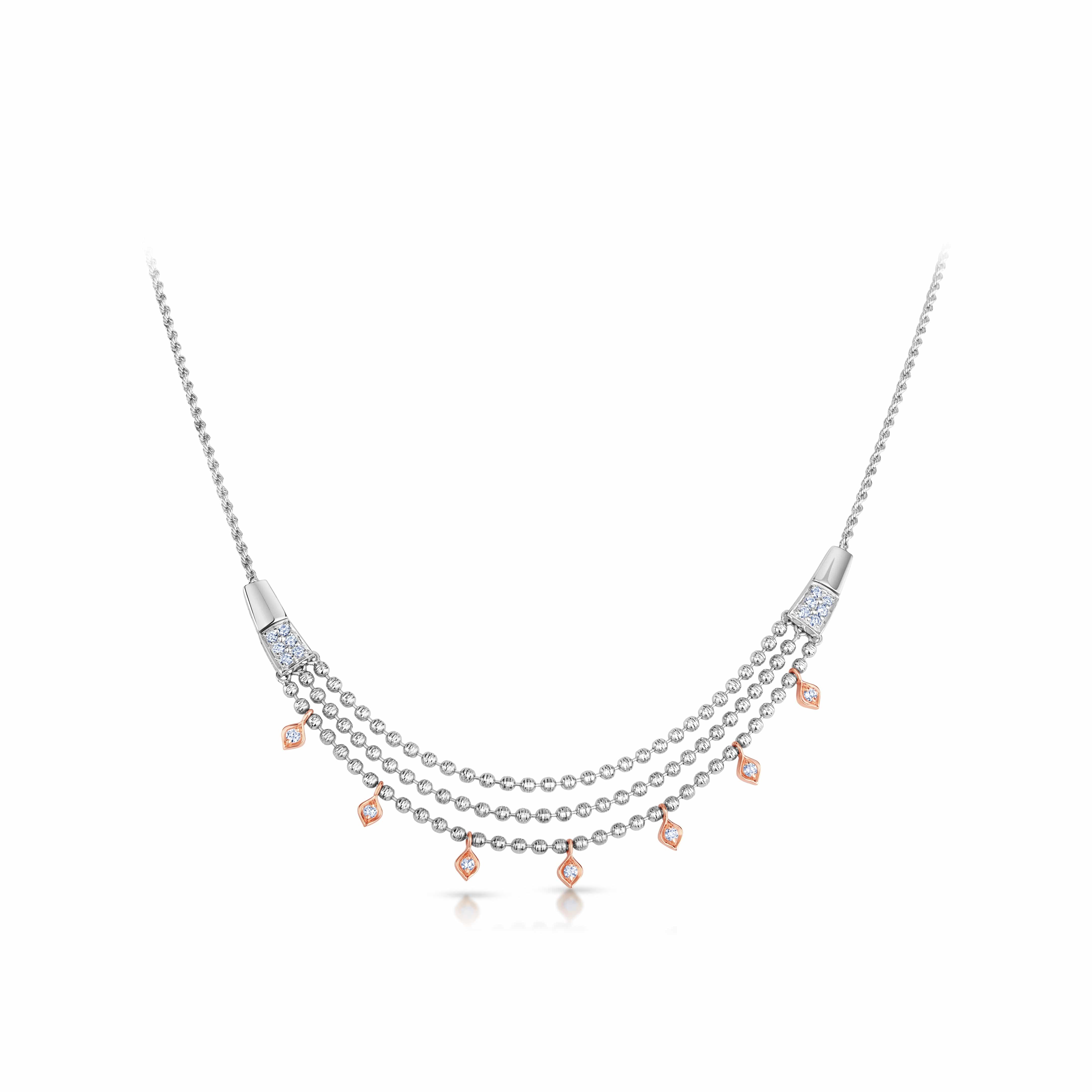 Platinum & Rose Gold Necklace with Diamonds for Women JL PT N 206