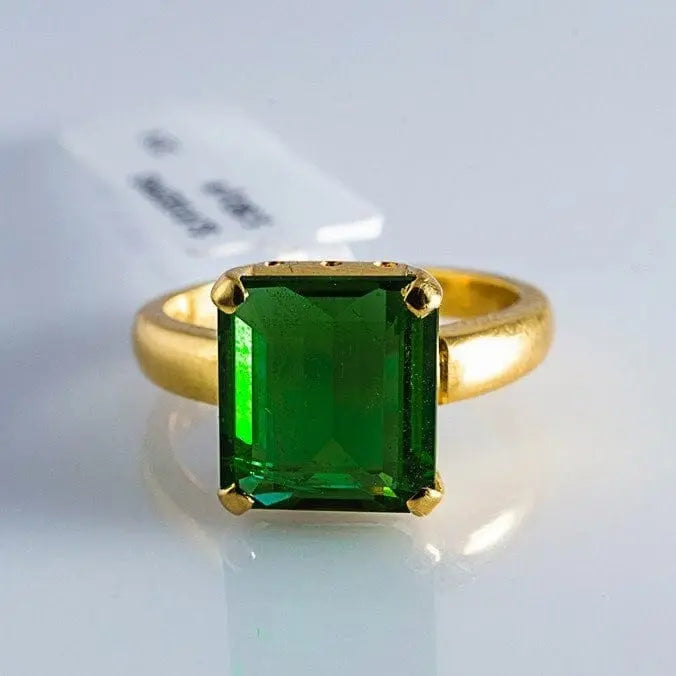 Green Emerald 18k Yellow Gold Over Sterling Silver 3-Stone Ring 0.44ctw -  WIG193 | JTV.com