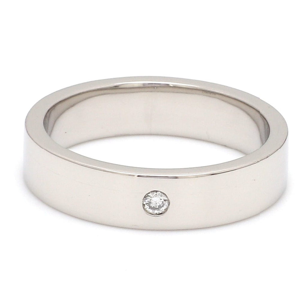 Jewelove™ Rings Flat Platinum Diamond Ring with Single Diamond JL PT 500 - Flat