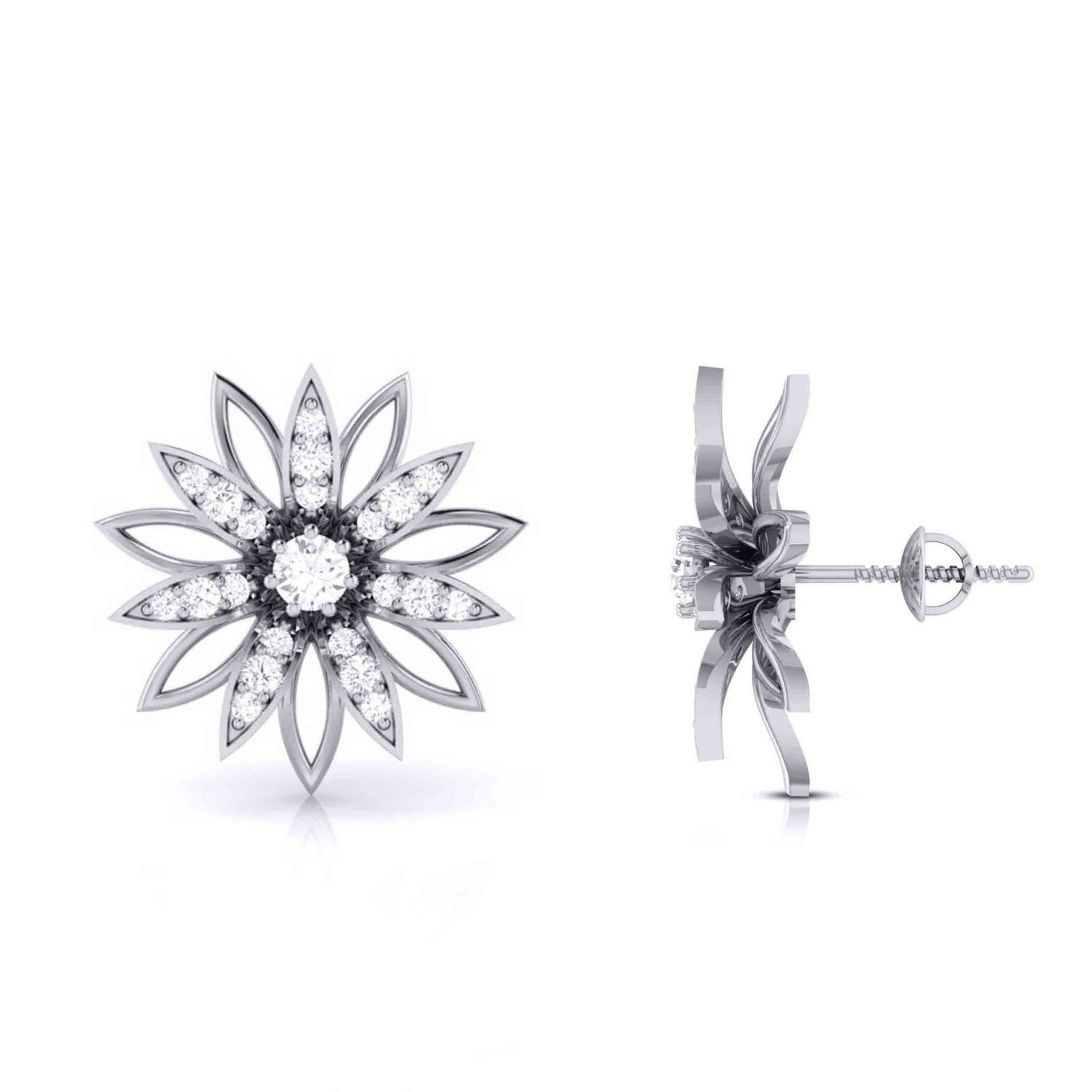 Jewelove™ Earrings Flower Design Platinum Diamond Earrings JL PT E MST 23