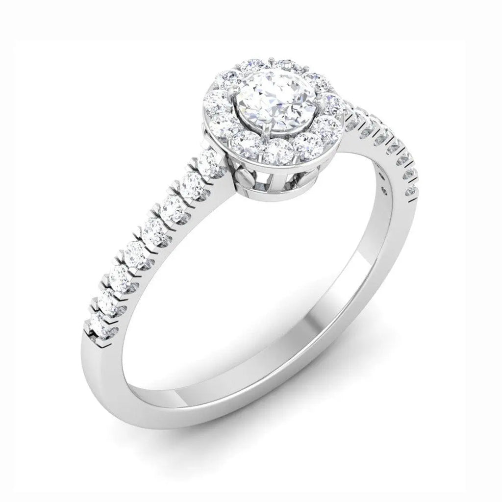 Jewelove™ Rings Women's Band only / J VS Full Halo Diamond Solitaire Engagement Ring for Women in Platinum JL PT 481