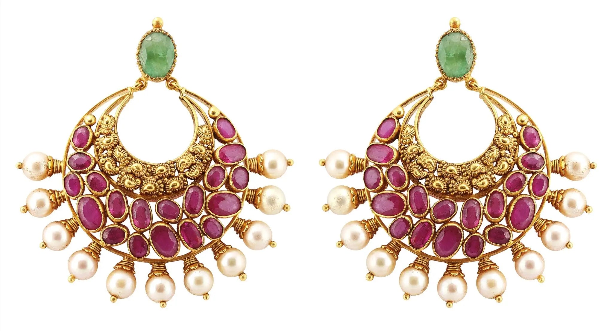 CZ Gold plated white stones curve shaped Bali earrings – Fashion Mantra  Jewellary