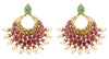 Gold Ruby Earrings - Gold Chand Bali Earrings With Rubies, Emeralds And Pearls JL AU 109