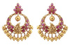 Gold Ruby Earrings - Gold Chandbali Earrings With Rubies JL AU 107