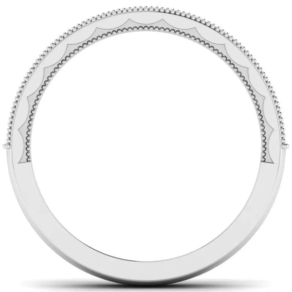 Platinum Diamond Rings - 3mm Half Eternity Ring With Diamonds And Milgrain Finish In Platinum JL PT 435