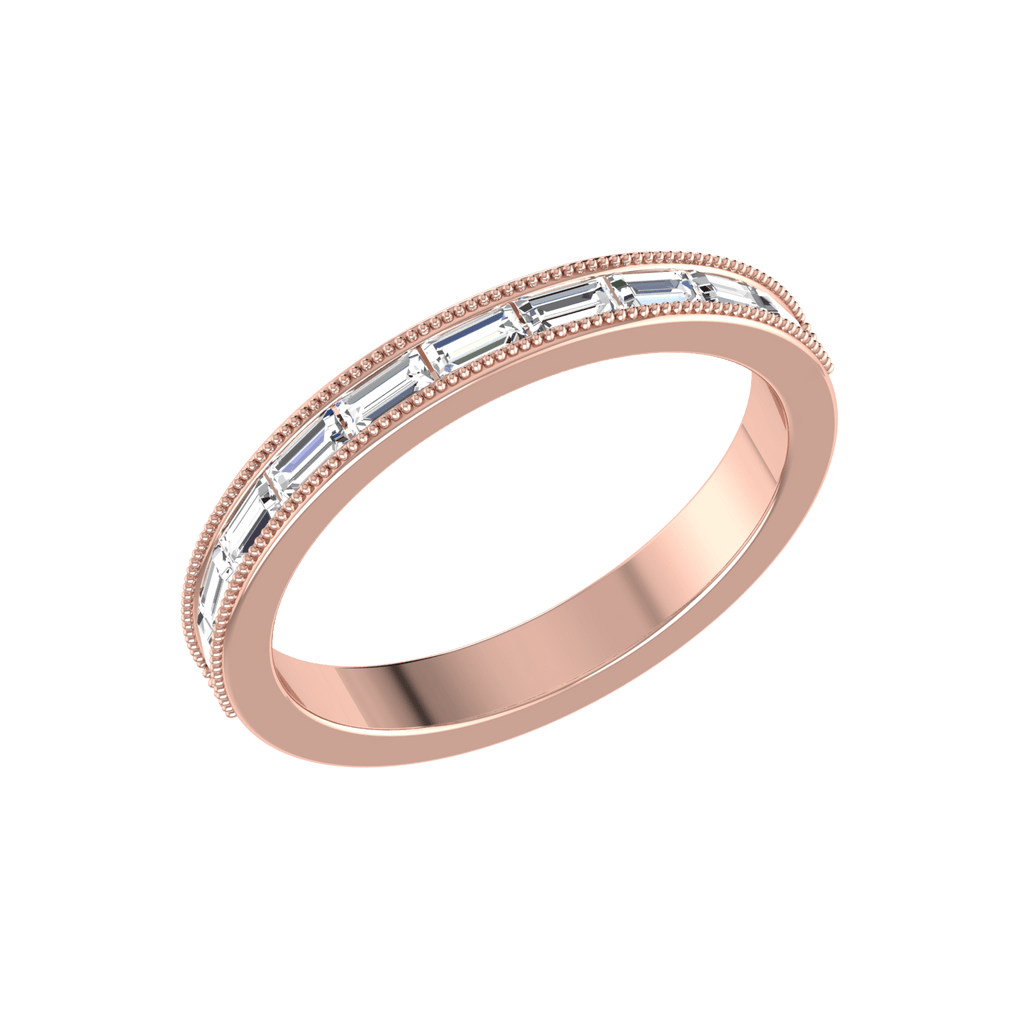 Jewelove™ Rings Women's Band only / VS GH Half Eternity Rose Gold Baguette Diamond Ring JL AU RD RN 6852R