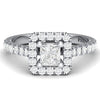 Rings - Princess Cut Solitaire Platinum Ring With Halo Setting For Women JL PT 470