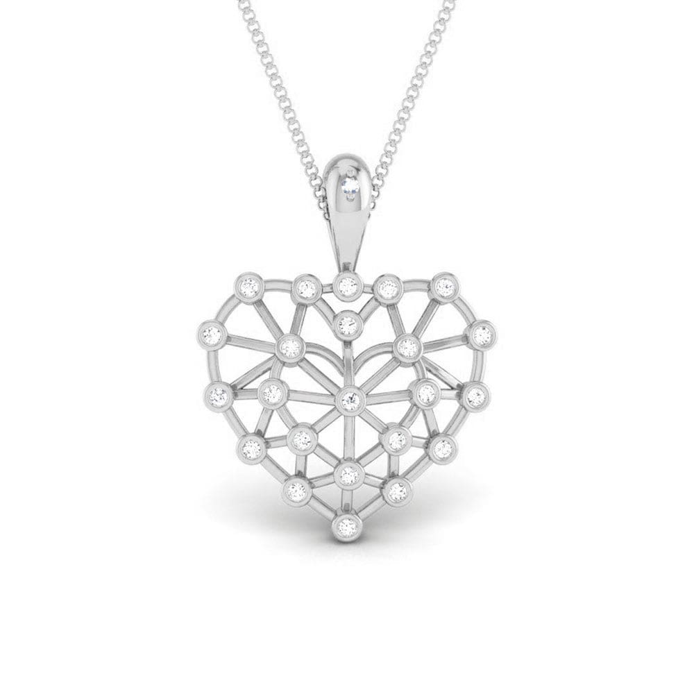 Front View of Platinum Infinity Heart Pendant with Diamonds JL PT P 8219