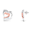 Front Side View of Platinum of Rose Heart  Earring with Diamonds JL PT E 8169