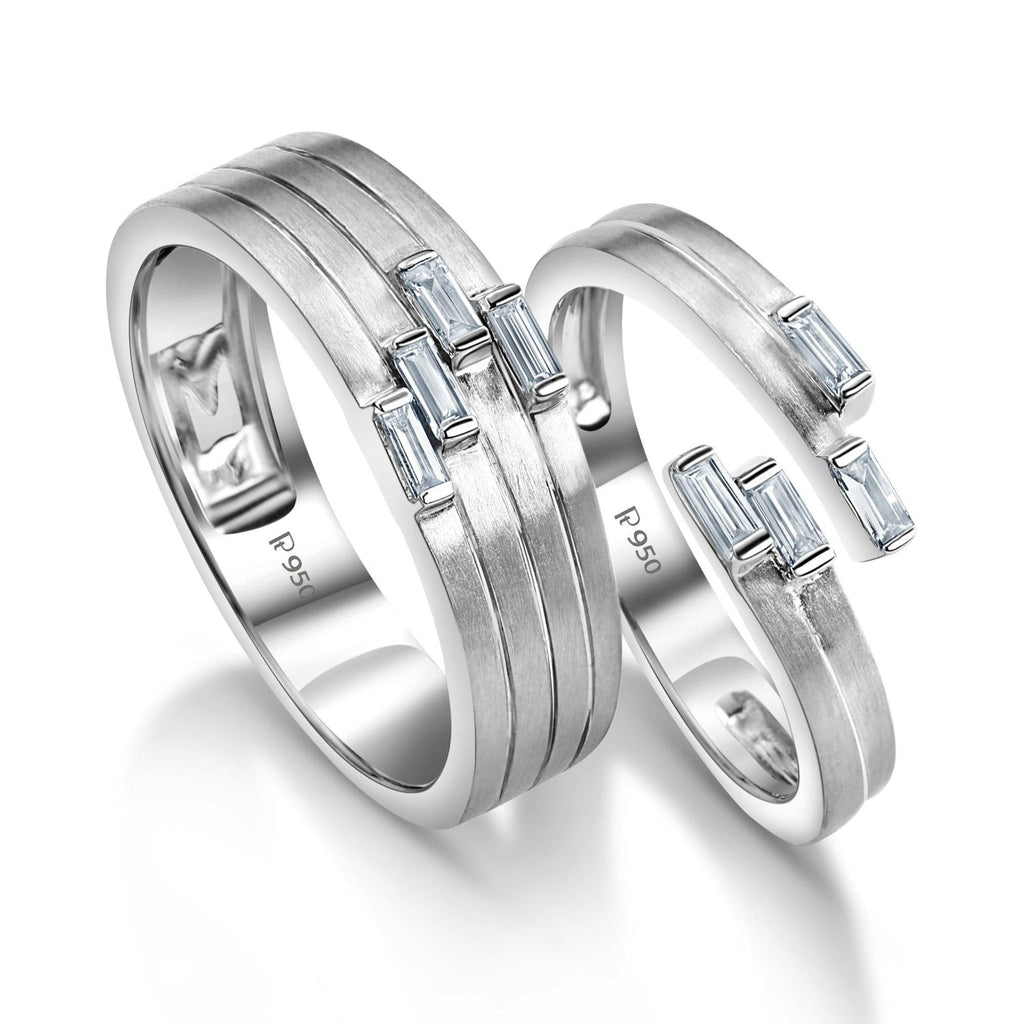 Jewelove™ Rings Both Platinum Diamonds Couple Ring JL PT 1050