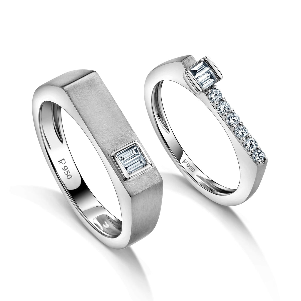 Jewelove™ Rings Both Platinum Diamonds Couple Ring JL PT 1052