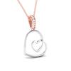 Front Side View of Platinum of Rose Double Heart Pendant with Diamonds JL PT P 8101
