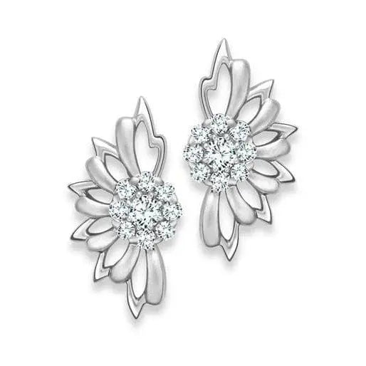 Platinum Earrings Flower Studs SJ PTO E 119 - Suranas Jewelove
 - 1