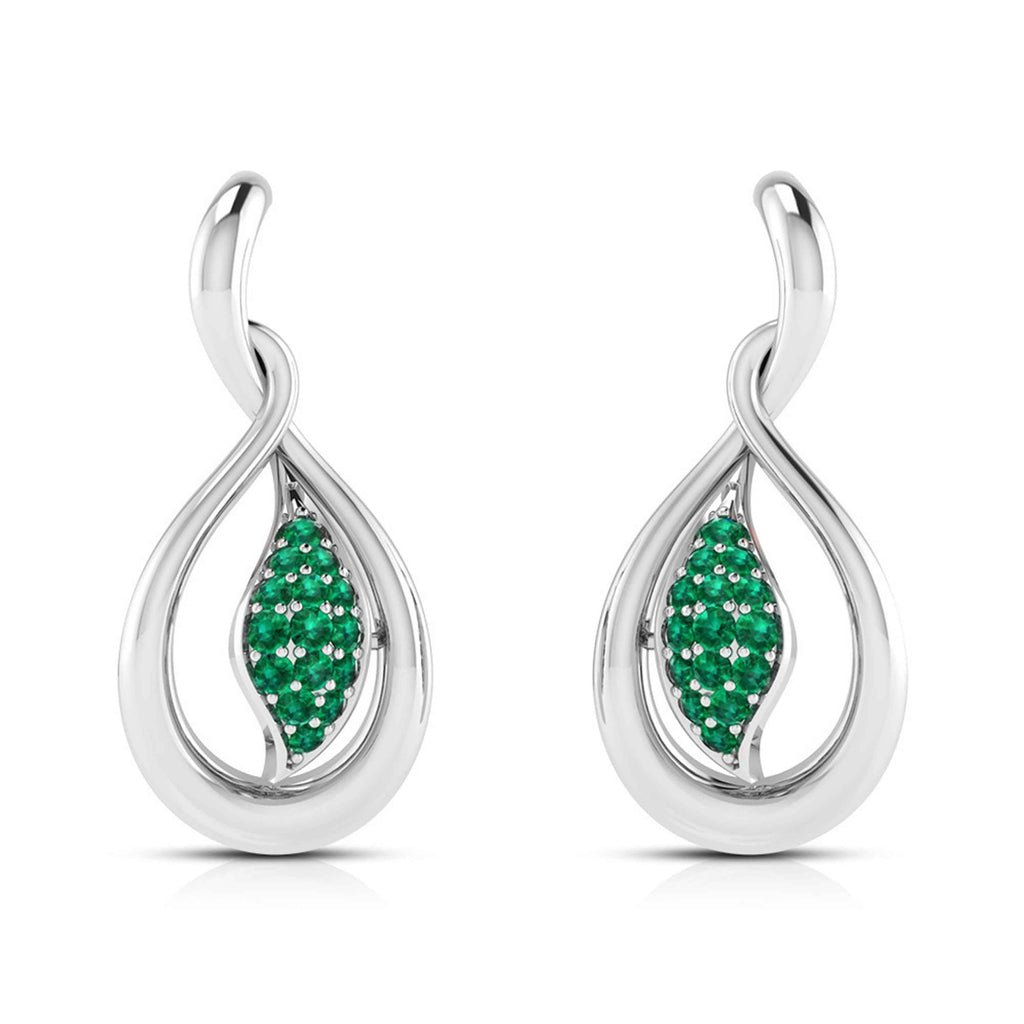 Jewelove™ Earrings Green Platinum Earrings for Women JL PT E NL8635