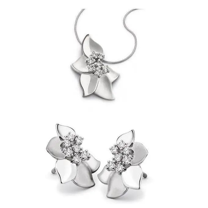 Jewelove™ Earrings Both Platinum Earrings Pendant set with Flowery Design SJ PTO E 113