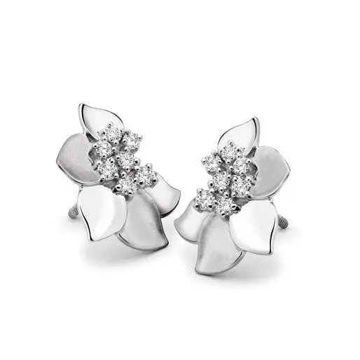 Platinum Earrings Pendant set with Flowery Design SJ PTO E 113 - Suranas Jewelove
 - 1