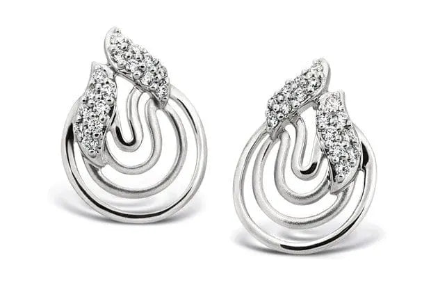 Platinum Earrings with Concentric Circles SJ PTO E 112 - Suranas Jewelove
