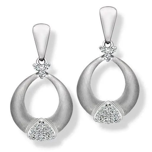 Platinum Earrings with Diamonds, Geometric Design SJ PTO E 151 - Suranas Jewelove
