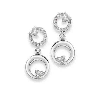 Platinum Earrings with Diamonds SJ PTO E 131 - Suranas Jewelove
