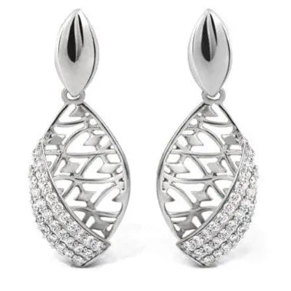 Platinum Earrings with Filigree work SJ PTO E 109 - Suranas Jewelove
