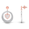 Front Side View of Platinum of Rose Heart & Round Earring with Diamonds JL PT E 8113