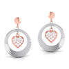 Perspective View of Platinum of Rose Heart & Round Earring with Diamonds JL PT E 8113