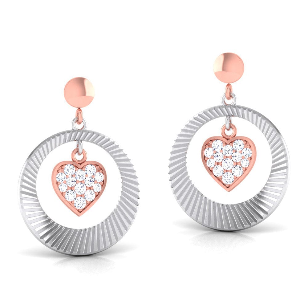 Perspective View of Platinum of Rose Heart & Round Earring with Diamonds JL PT E 8113