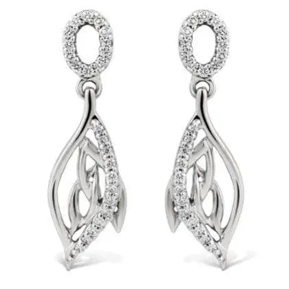 Platinum Earrings with Leaves SJ PTO E 111 - Suranas Jewelove
