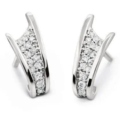 Platinum Earrings with Pave set Diamonds SJ PTO E 104 - Suranas Jewelove
