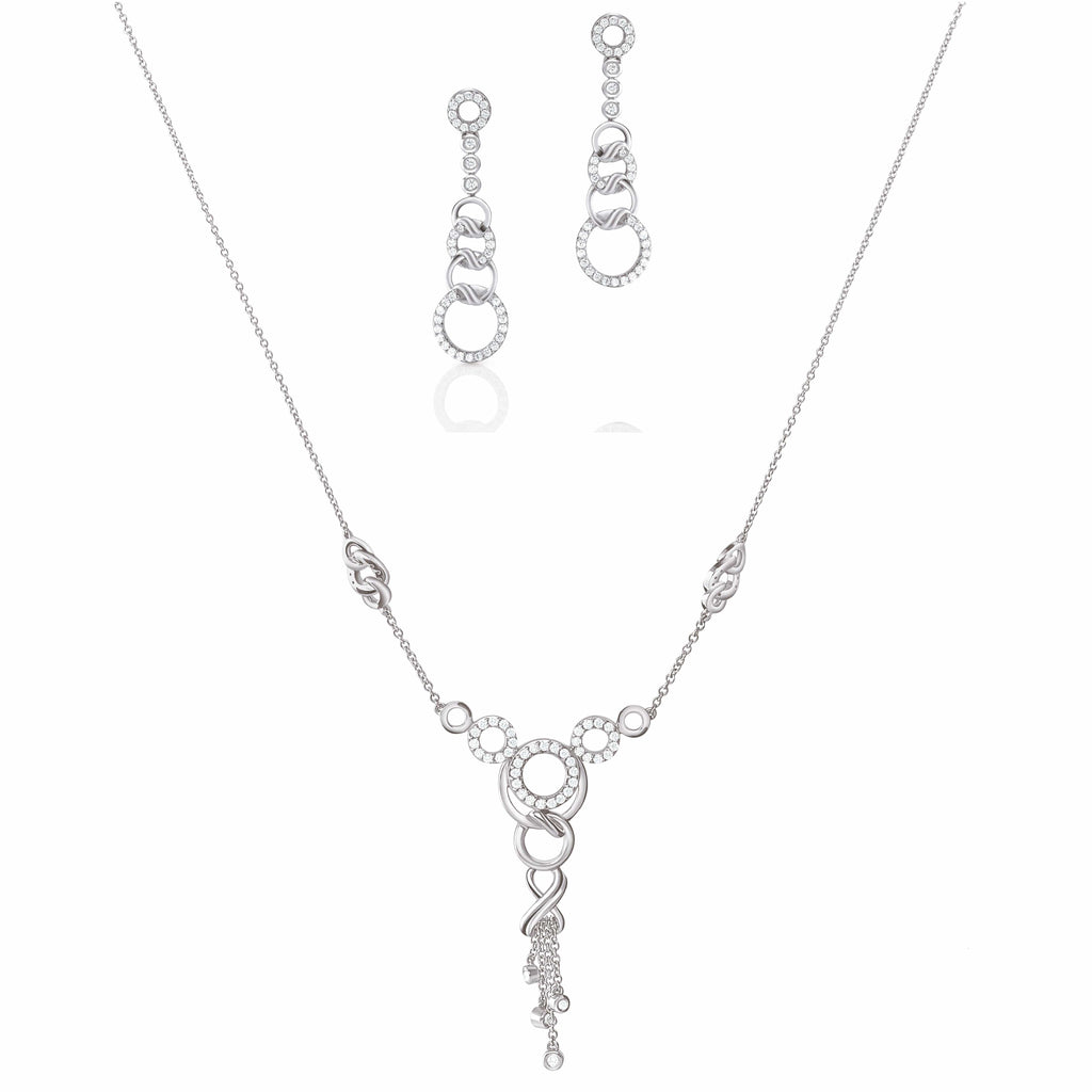 Jewelove™ Necklaces & Pendants Necklace Set Platinum Evara Diamond Necklace & Earrings Set JL PT N 180