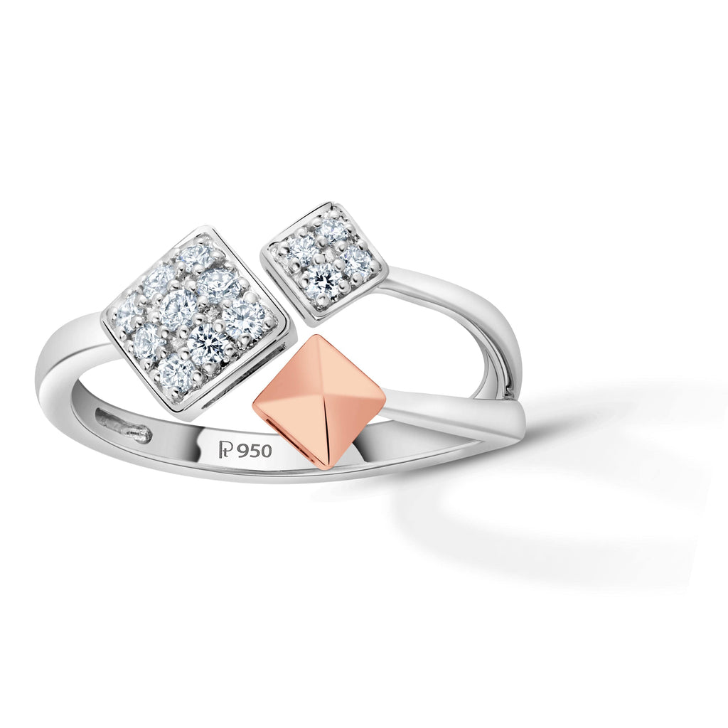 Jewelove™ Rings Women's Band only / SI IJ Platinum Evara Ring of Compassion with Rose Gold & Diamonds for Women JL PT 1018