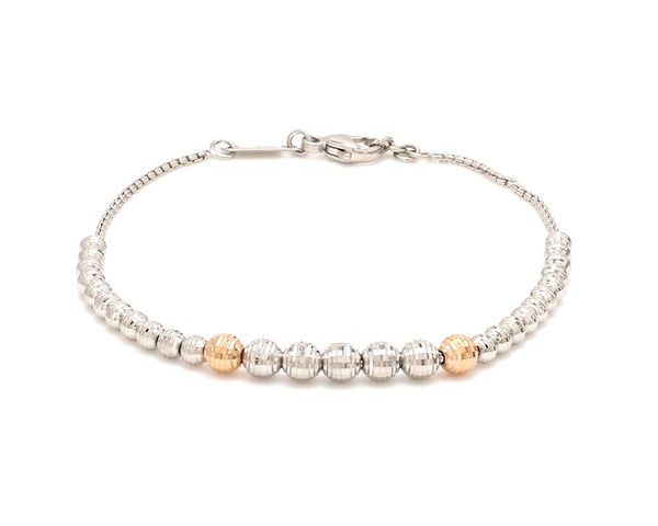 Jewelove™ Bangles & Bracelets Platinum Evara | Rose Gold Fusion Bracelet with Diamond Cut Balls for Women JL PTB 825