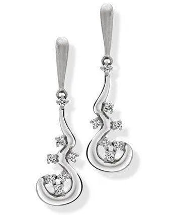 Platinum Fluid Bali Earrings with Diamonds SJ PTO E 137 - Suranas Jewelove
