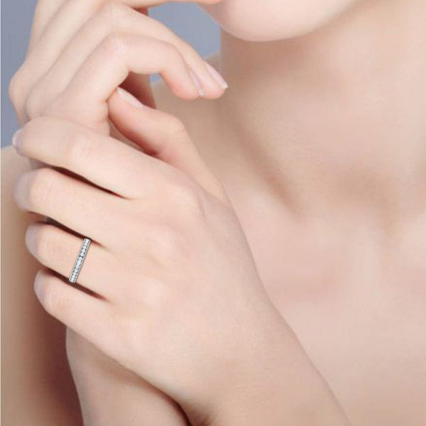 Jewelove™ Rings Platinum Half Eternity Diamond Ring for Women JL PT WB RD 131