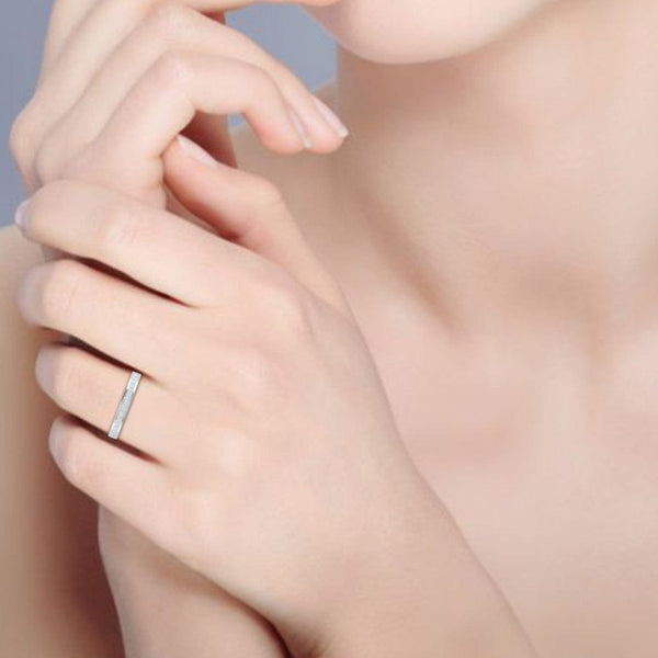 Jewelove™ Rings Platinum Half Eternity Princess cut Diamonds Ring for Women JL PT WB PR 135