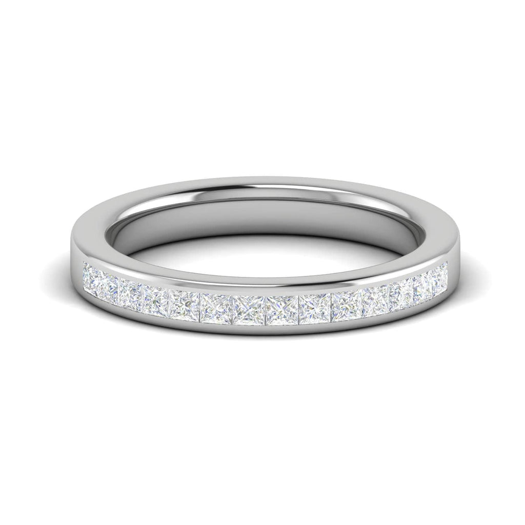 Jewelove™ Rings Women's Band only / SI IJ Platinum Half Eternity Princess cut Diamonds Ring for Women JL PT WB PR 135