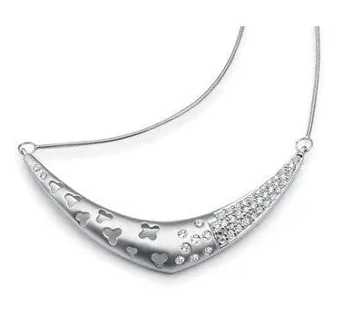 Platinum Half Necklace with Diamonds SJ PTO N 14 - Suranas Jewelove
