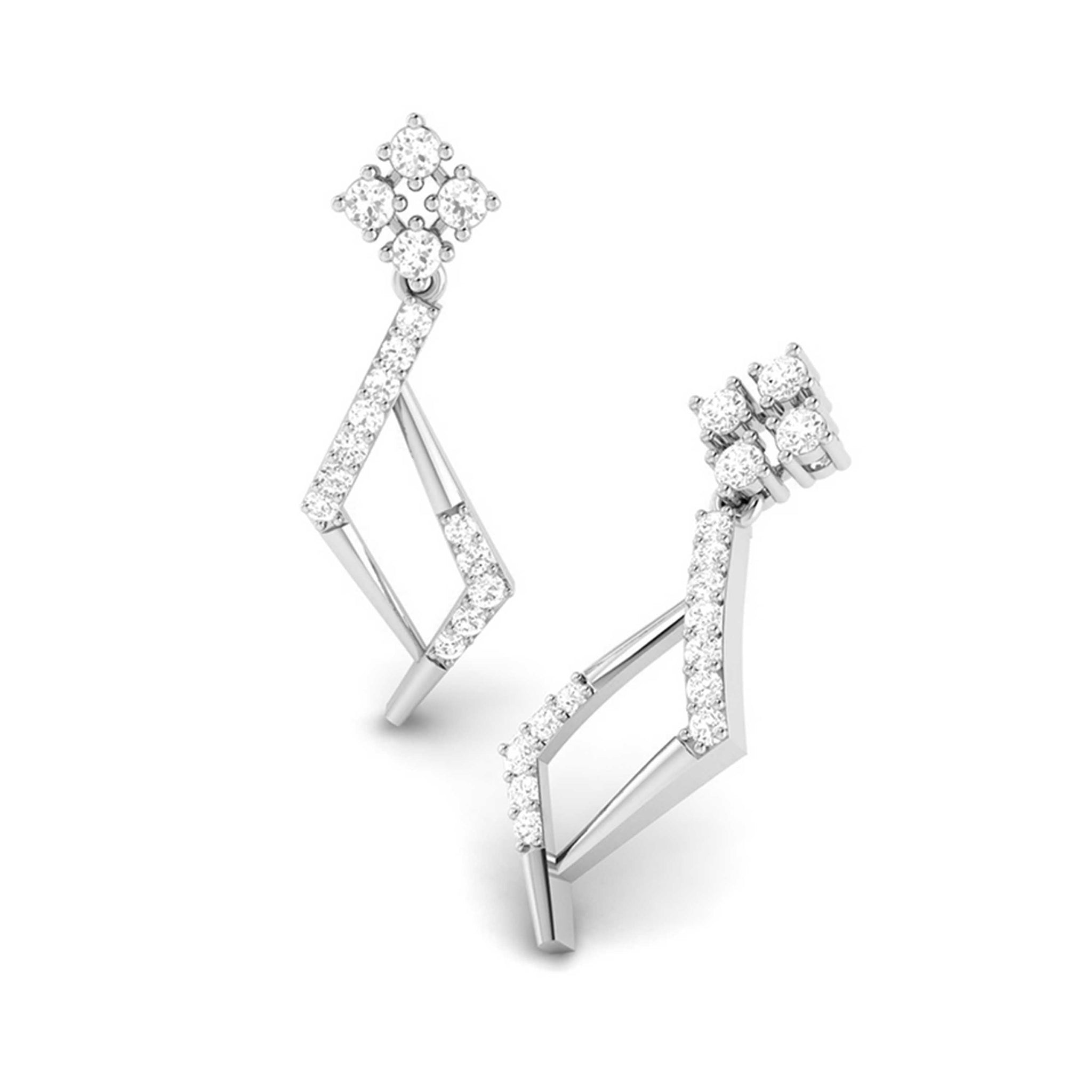 Jewelove™ Earrings Platinum Hanging Clusters Earrings with Diamonds for Women JL PT E N-1