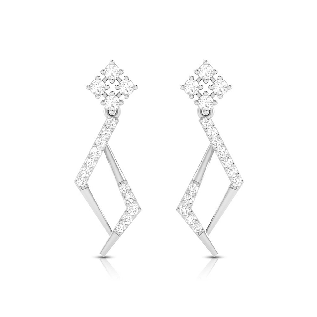 Jewelove™ Earrings SI IJ Platinum Hanging Clusters Earrings with Diamonds for Women JL PT E N-1