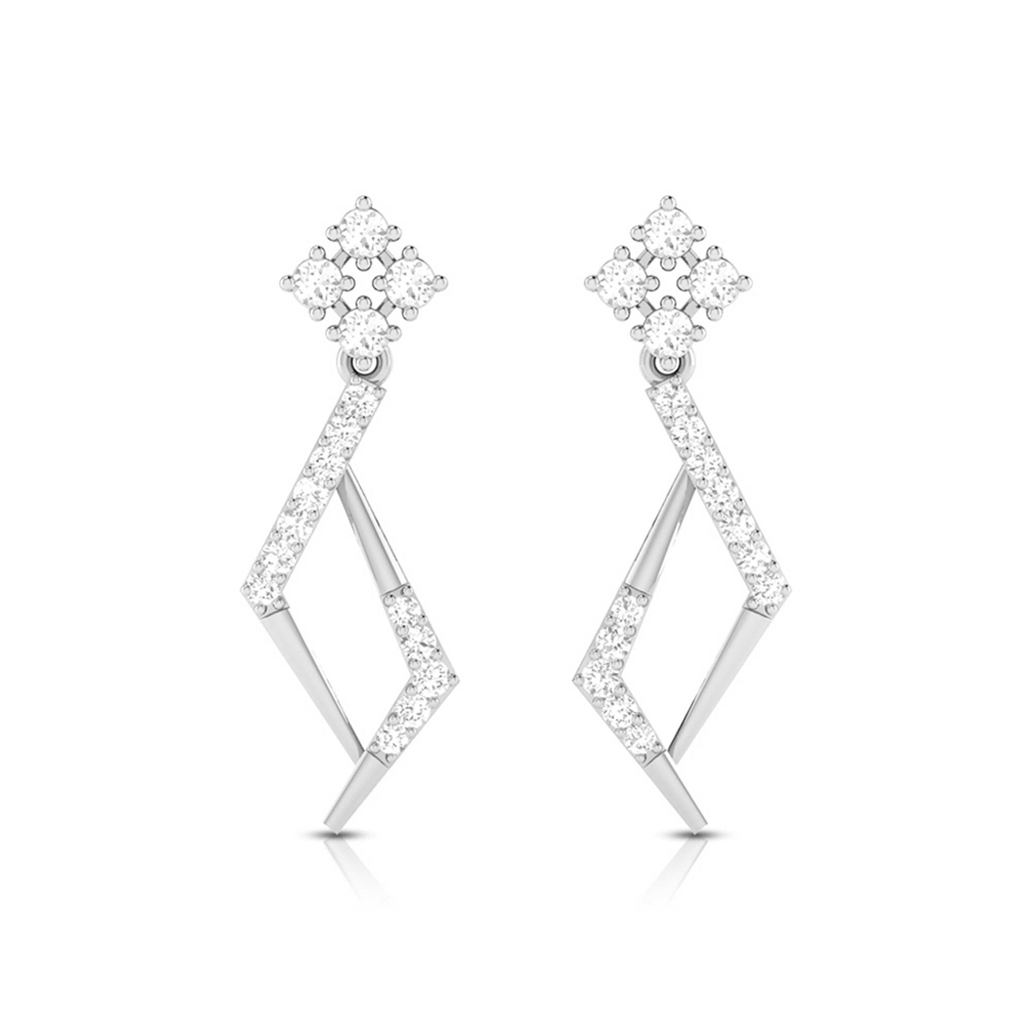Jewelove™ Earrings SI IJ Platinum Hanging Clusters Earrings with Diamonds for Women JL PT E N-1