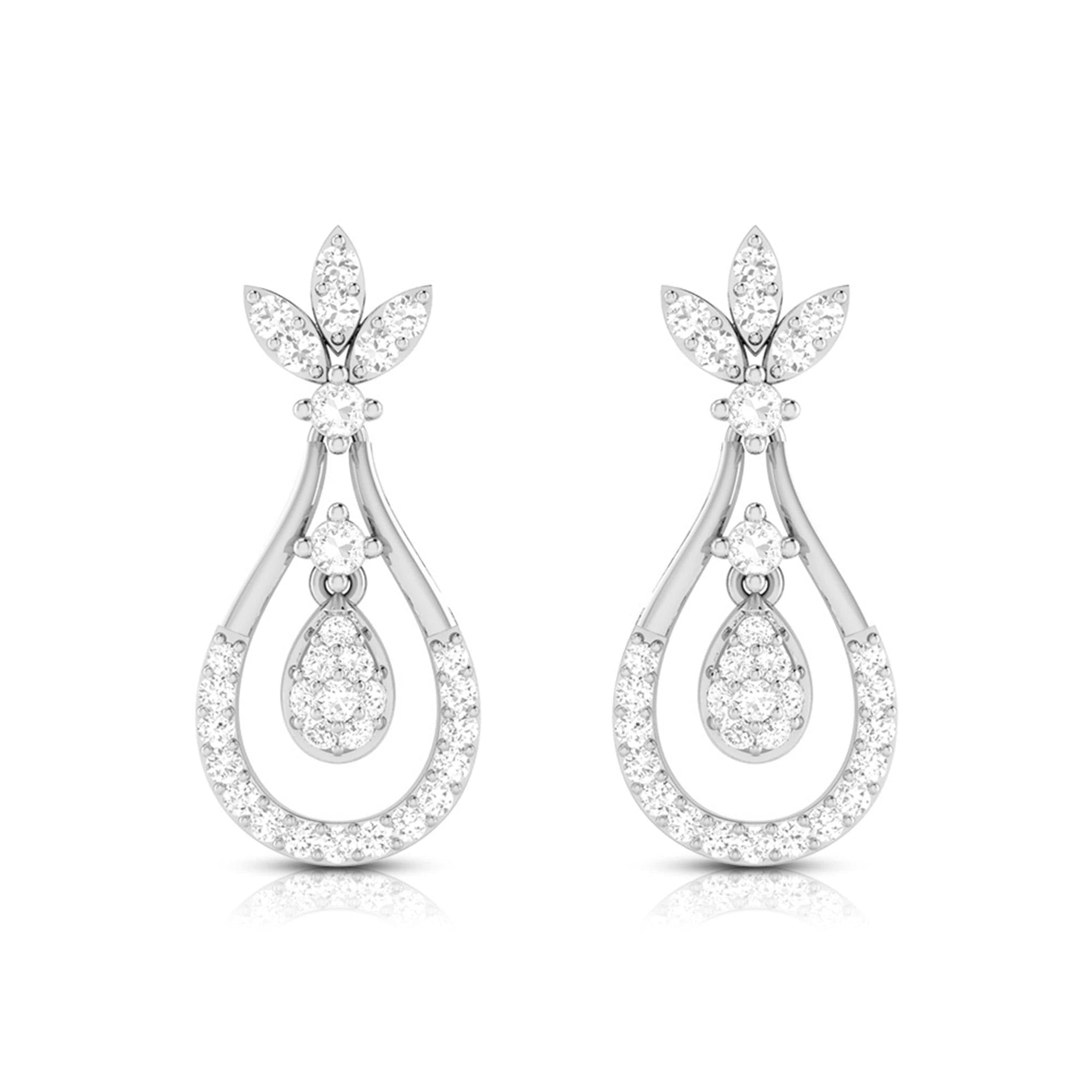 Jewelove™ Earrings SI IJ Platinum Hanging Clusters Earrings with Diamonds for Women JL PT E N-11